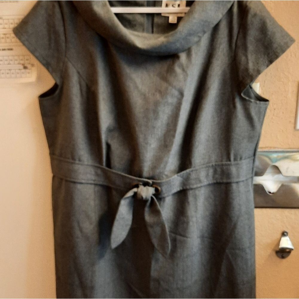 Karin Stevens KSL Gray Shawl Collar Cap Sleeve Sheath Dress 22W